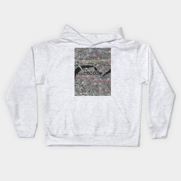 London underground Tube Map Kids Hoodie by ol1ie